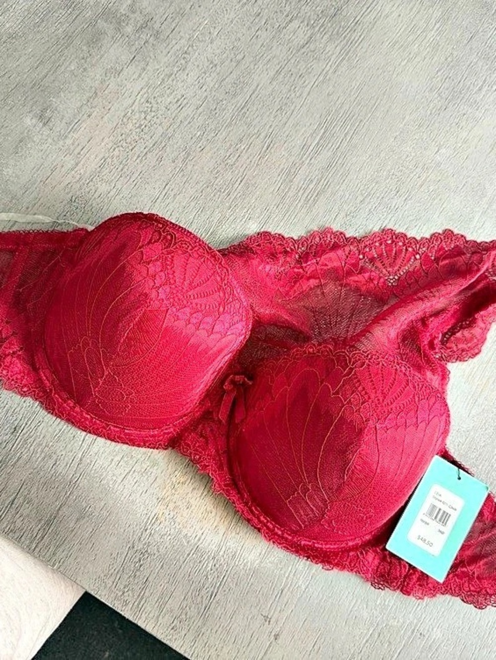 Frederick's of Hollywood Lena Lace Bra in Red Size 36D NWT